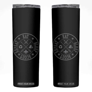 Funny Eat Sleep Scout Repeat Skinny Tumbler Scouting Outdoor Camping Nature TS11 Black Print Your Wear