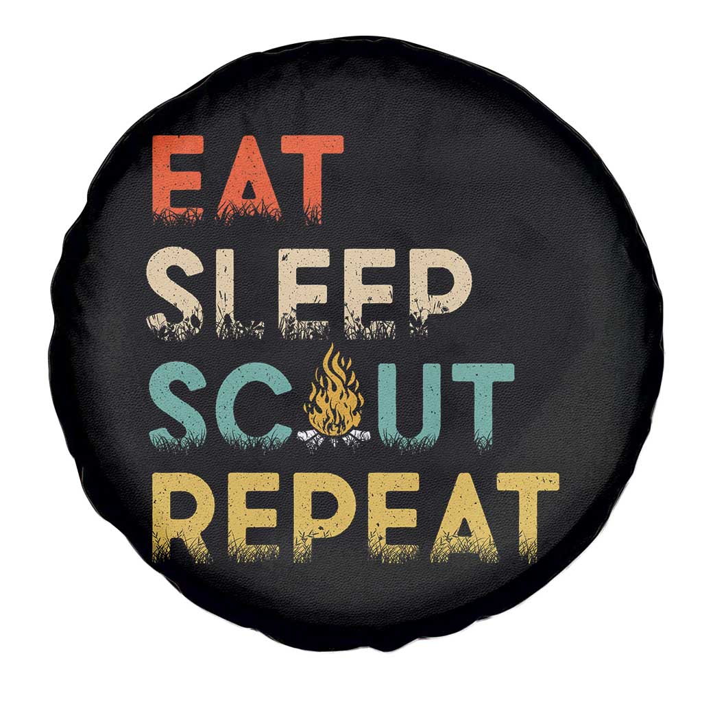 Funny Eat Sleep Scout Repeat Spare Tire Cover Scouting Outdoor Camping Nature Campfire TS11 Print Your Wear