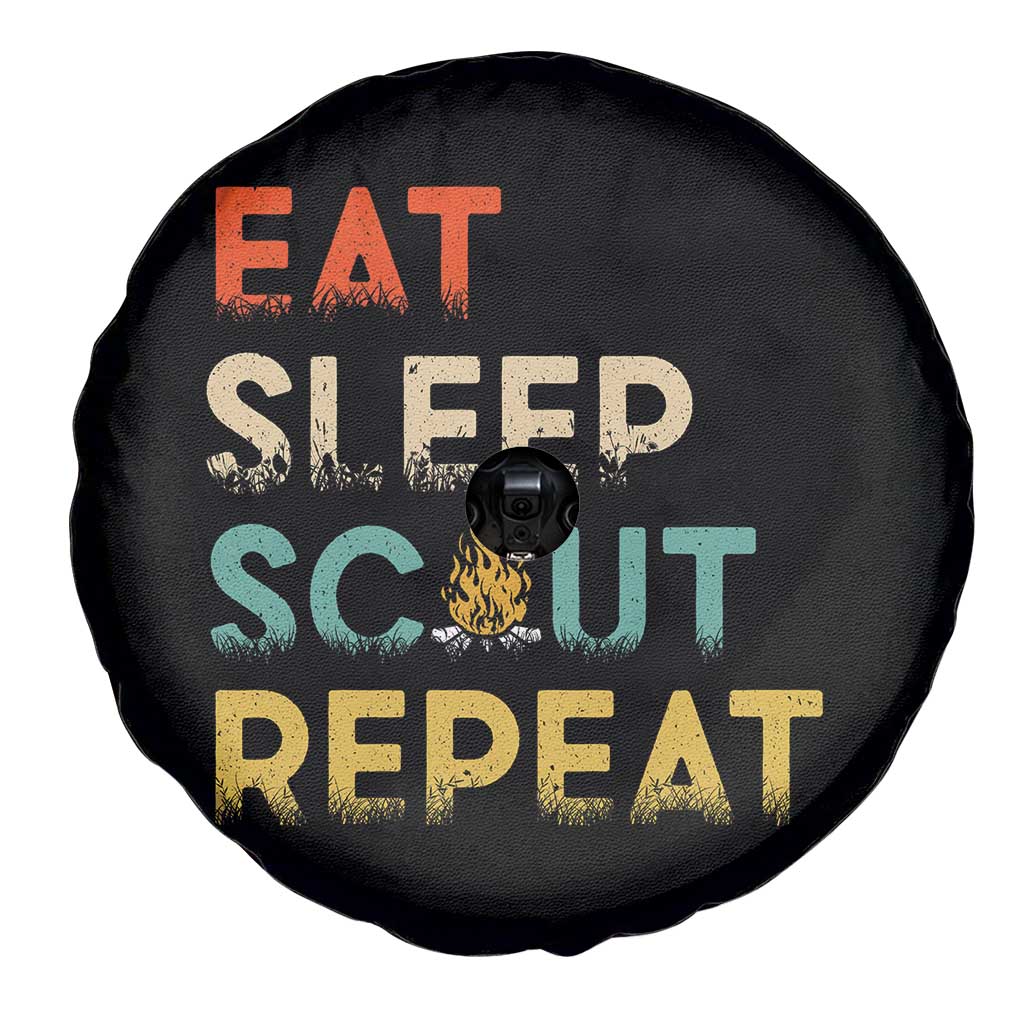 Funny Eat Sleep Scout Repeat Spare Tire Cover Scouting Outdoor Camping Nature Campfire TS11 Print Your Wear