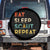 Funny Eat Sleep Scout Repeat Spare Tire Cover Scouting Outdoor Camping Nature Campfire TS11 No hole Black Print Your Wear
