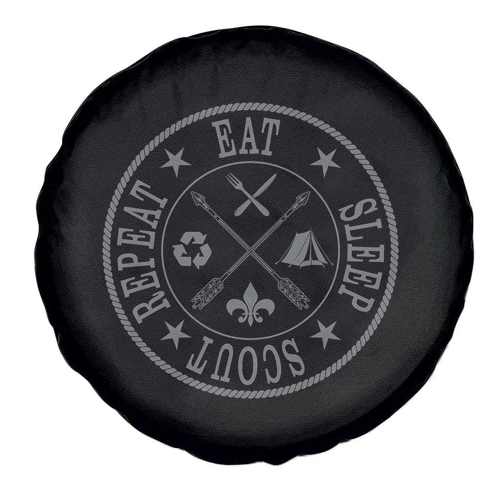 Funny Eat Sleep Scout Repeat Spare Tire Cover Scouting Outdoor Camping Nature TS11 Print Your Wear