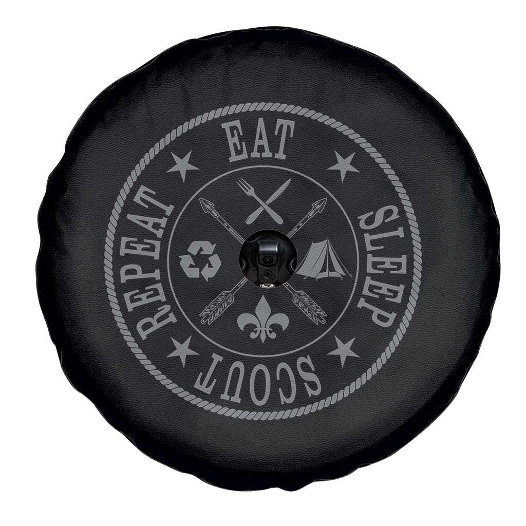 Funny Eat Sleep Scout Repeat Spare Tire Cover Scouting Outdoor Camping Nature TS11 Print Your Wear