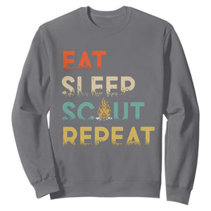 Funny Eat Sleep Scout Repeat Sweatshirt Scouting Outdoor Camping Nature Campfire TS11 Charcoal Print Your Wear