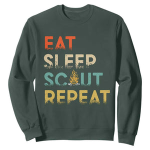 Funny Eat Sleep Scout Repeat Sweatshirt Scouting Outdoor Camping Nature Campfire TS11 Dark Forest Green Print Your Wear