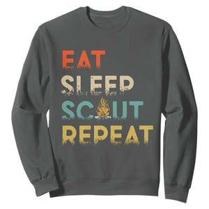 Funny Eat Sleep Scout Repeat Sweatshirt Scouting Outdoor Camping Nature Campfire TS11 Dark Heather Print Your Wear