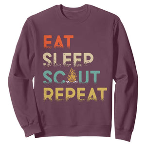 Funny Eat Sleep Scout Repeat Sweatshirt Scouting Outdoor Camping Nature Campfire TS11 Maroon Print Your Wear