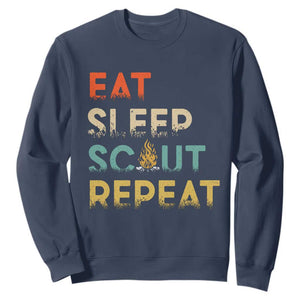 Funny Eat Sleep Scout Repeat Sweatshirt Scouting Outdoor Camping Nature Campfire TS11 Navy Print Your Wear