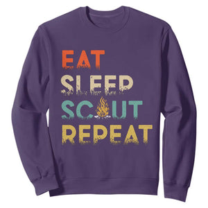 Funny Eat Sleep Scout Repeat Sweatshirt Scouting Outdoor Camping Nature Campfire TS11 Purple Print Your Wear