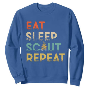 Funny Eat Sleep Scout Repeat Sweatshirt Scouting Outdoor Camping Nature Campfire TS11 Royal Blue Print Your Wear