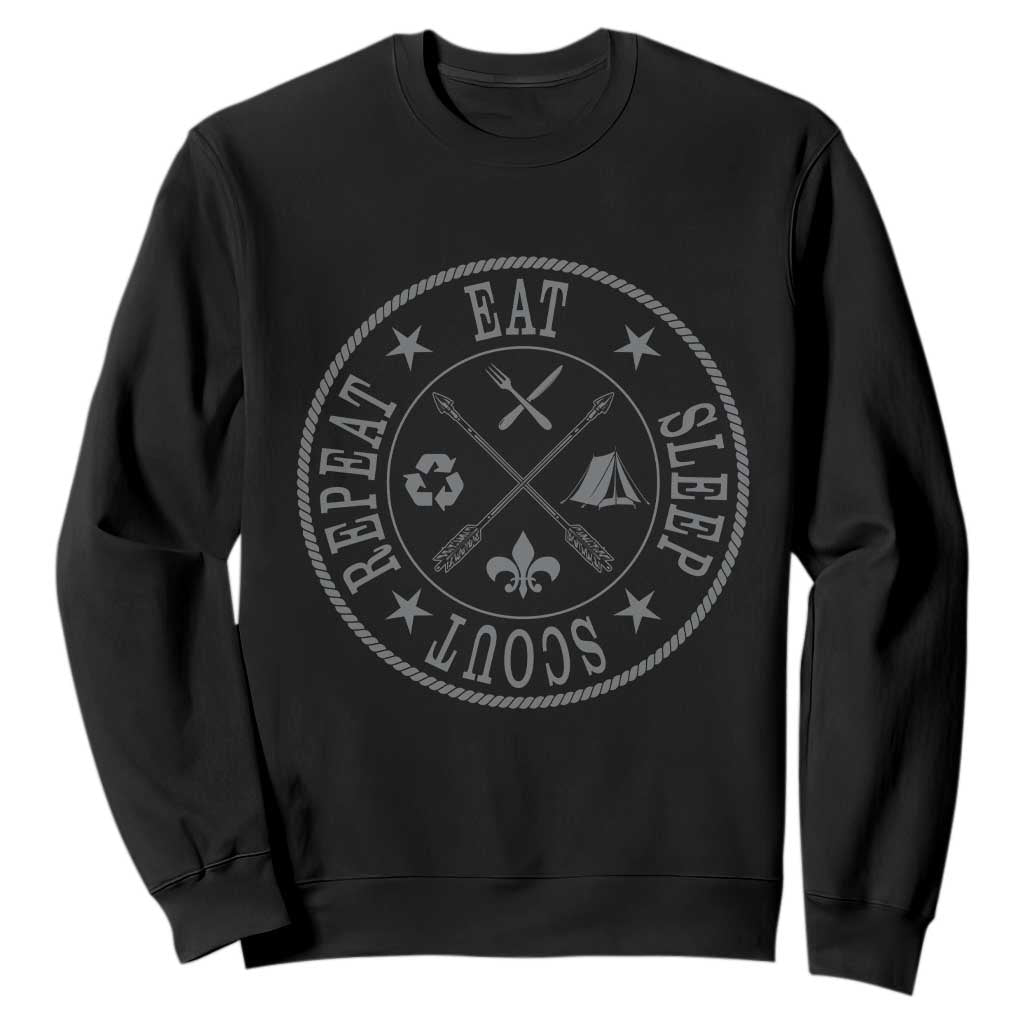 Funny Eat Sleep Scout Repeat Sweatshirt Scouting Outdoor Camping Nature TS11 Black Print Your Wear