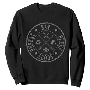 Funny Eat Sleep Scout Repeat Sweatshirt Scouting Outdoor Camping Nature TS11 Black Print Your Wear