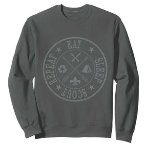 Funny Eat Sleep Scout Repeat Sweatshirt Scouting Outdoor Camping Nature TS11 Dark Heather Print Your Wear