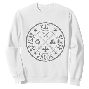 Funny Eat Sleep Scout Repeat Sweatshirt Scouting Outdoor Camping Nature TS11 White Print Your Wear