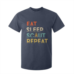 Funny Eat Sleep Scout Repeat T Shirt For Kid Scouting Outdoor Camping Nature Campfire TS11 Navy Print Your Wear