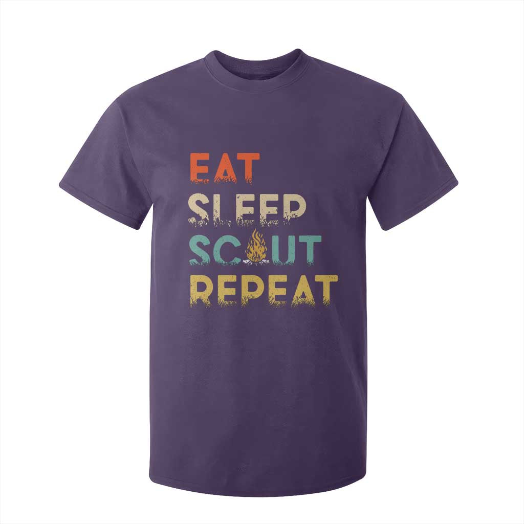 Funny Eat Sleep Scout Repeat T Shirt For Kid Scouting Outdoor Camping Nature Campfire TS11 Purple Print Your Wear