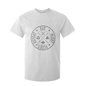 Funny Eat Sleep Scout Repeat T Shirt For Kid Scouting Outdoor Camping Nature TS11 White Print Your Wear