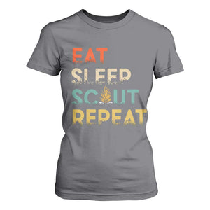 Funny Eat Sleep Scout Repeat T Shirt For Women Scouting Outdoor Camping Nature Campfire TS11 Charcoal Print Your Wear