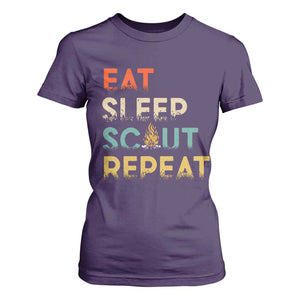 Funny Eat Sleep Scout Repeat T Shirt For Women Scouting Outdoor Camping Nature Campfire TS11 Purple Print Your Wear