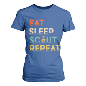 Funny Eat Sleep Scout Repeat T Shirt For Women Scouting Outdoor Camping Nature Campfire TS11 Royal Blue Print Your Wear