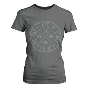 Funny Eat Sleep Scout Repeat T Shirt For Women Scouting Outdoor Camping Nature TS11 Dark Heather Print Your Wear