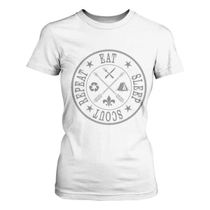 Funny Eat Sleep Scout Repeat T Shirt For Women Scouting Outdoor Camping Nature TS11 White Print Your Wear