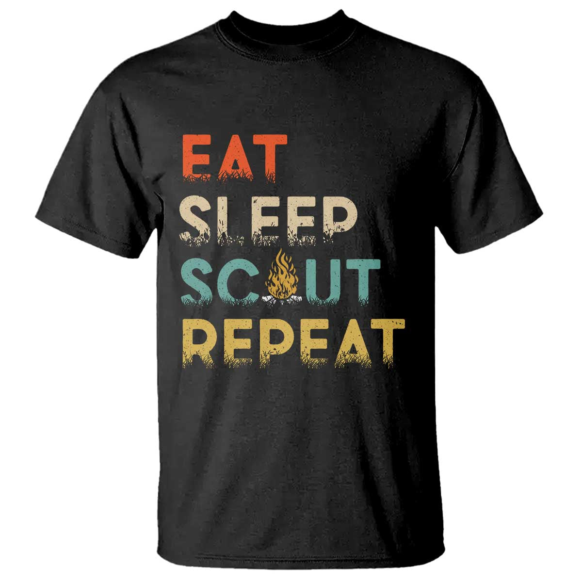 Funny Eat Sleep Scout Repeat T Shirt Scouting Outdoor Camping Nature Campfire TS11 Black Print Your Wear