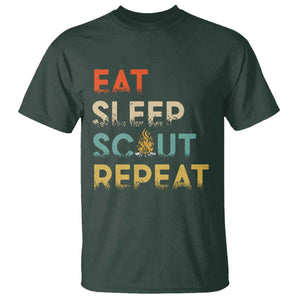 Funny Eat Sleep Scout Repeat T Shirt Scouting Outdoor Camping Nature Campfire TS11 Dark Forest Green Print Your Wear