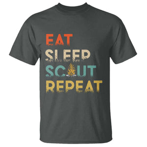 Funny Eat Sleep Scout Repeat T Shirt Scouting Outdoor Camping Nature Campfire TS11 Dark Heather Print Your Wear