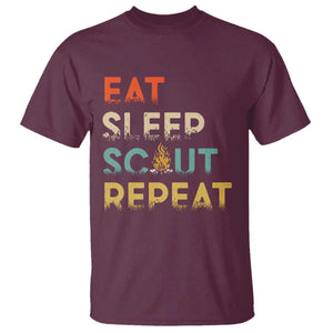 Funny Eat Sleep Scout Repeat T Shirt Scouting Outdoor Camping Nature Campfire TS11 Maroon Print Your Wear