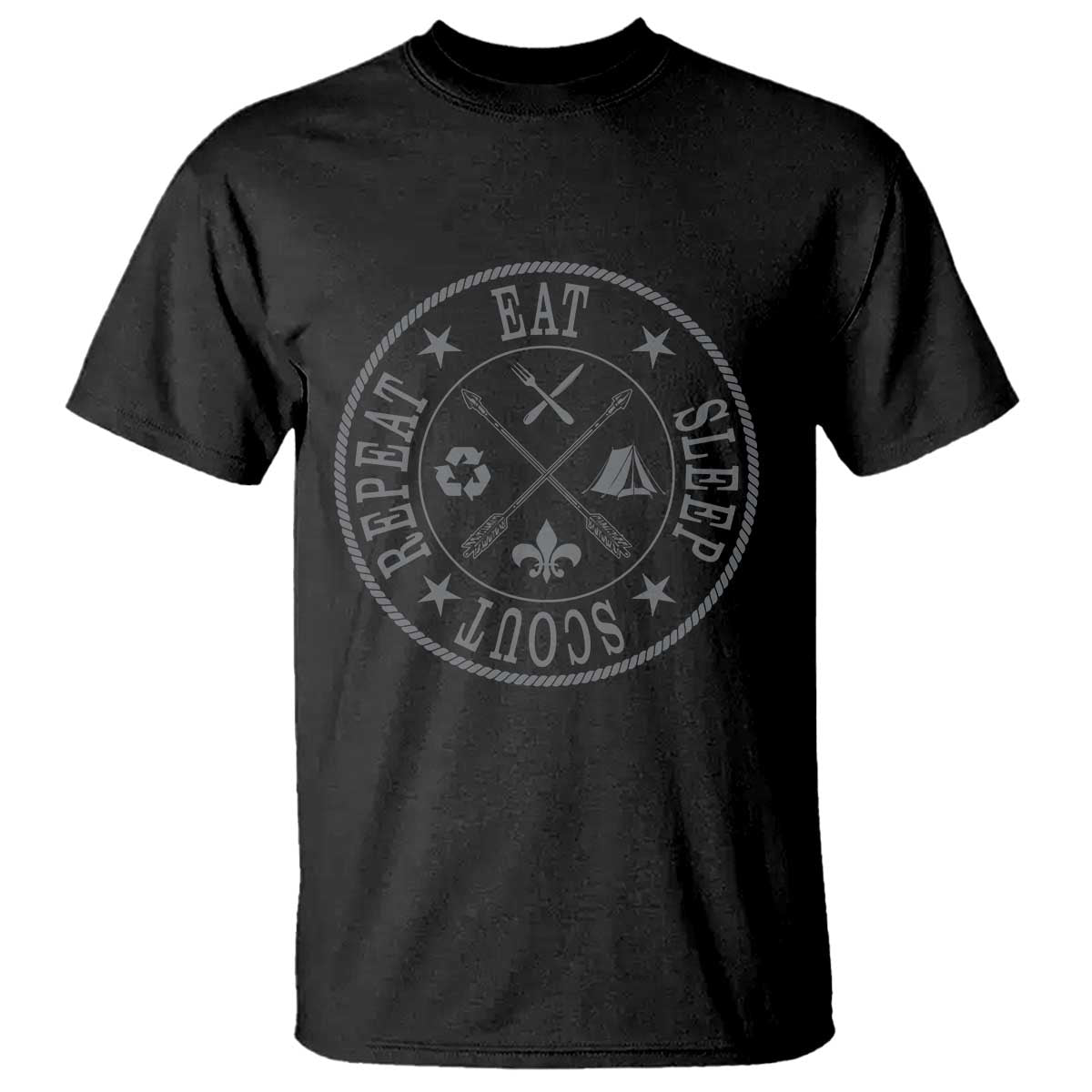 Funny Eat Sleep Scout Repeat T Shirt Scouting Outdoor Camping Nature TS11 Black Print Your Wear