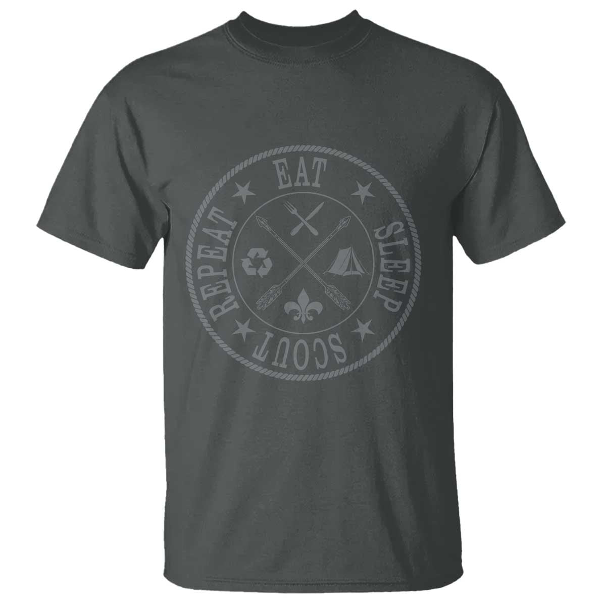 Funny Eat Sleep Scout Repeat T Shirt Scouting Outdoor Camping Nature TS11 Dark Heather Print Your Wear