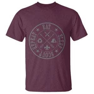 Funny Eat Sleep Scout Repeat T Shirt Scouting Outdoor Camping Nature TS11 Maroon Print Your Wear