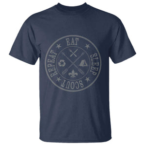 Funny Eat Sleep Scout Repeat T Shirt Scouting Outdoor Camping Nature TS11 Navy Print Your Wear