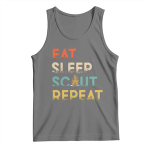 Funny Eat Sleep Scout Repeat Tank Top Scouting Outdoor Camping Nature Campfire TS11 Black Heather Print Your Wear
