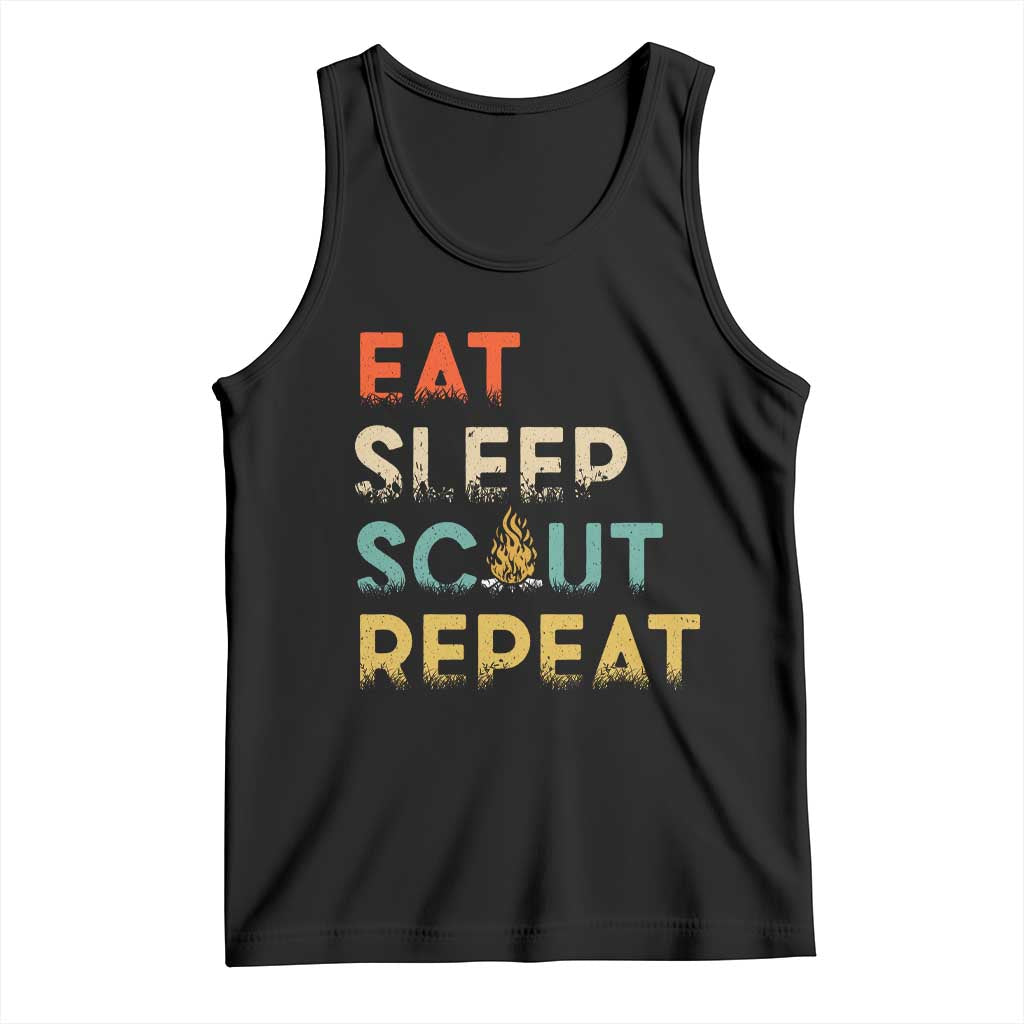 Funny Eat Sleep Scout Repeat Tank Top Scouting Outdoor Camping Nature Campfire TS11 Black Print Your Wear