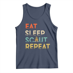 Funny Eat Sleep Scout Repeat Tank Top Scouting Outdoor Camping Nature Campfire TS11 Navy Print Your Wear