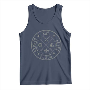 Funny Eat Sleep Scout Repeat Tank Top Scouting Outdoor Camping Nature TS11 Navy Print Your Wear