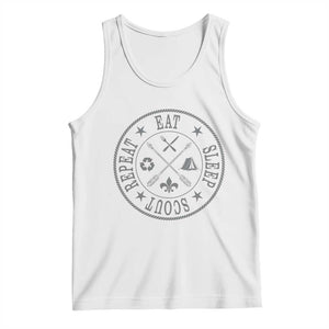 Funny Eat Sleep Scout Repeat Tank Top Scouting Outdoor Camping Nature TS11 White Print Your Wear