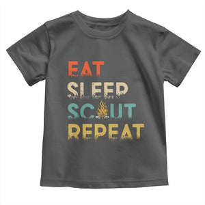 Funny Eat Sleep Scout Repeat Toddler T Shirt Scouting Outdoor Camping Nature Campfire TS11 Dark Heather Print Your Wear
