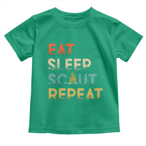 Funny Eat Sleep Scout Repeat Toddler T Shirt Scouting Outdoor Camping Nature Campfire TS11 Irish Green Print Your Wear