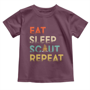 Funny Eat Sleep Scout Repeat Toddler T Shirt Scouting Outdoor Camping Nature Campfire TS11 Maroon Print Your Wear
