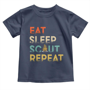 Funny Eat Sleep Scout Repeat Toddler T Shirt Scouting Outdoor Camping Nature Campfire TS11 Navy Print Your Wear