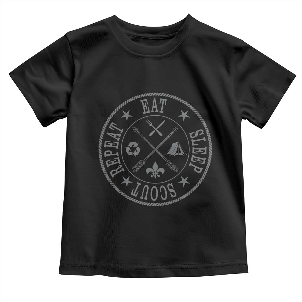 Funny Eat Sleep Scout Repeat Toddler T Shirt Scouting Outdoor Camping Nature TS11 Black Print Your Wear