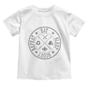 Funny Eat Sleep Scout Repeat Toddler T Shirt Scouting Outdoor Camping Nature TS11 White Print Your Wear