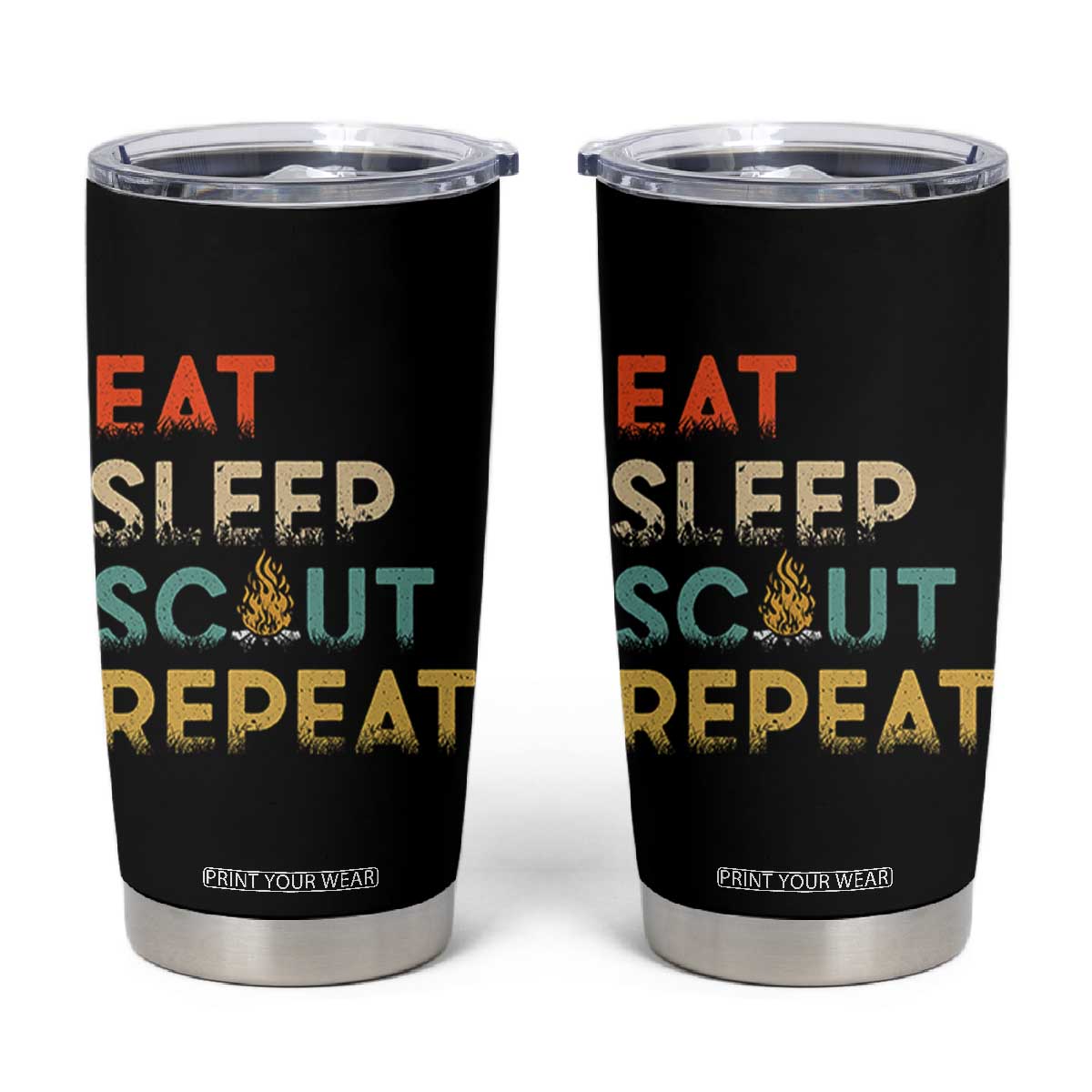 Funny Eat Sleep Scout Repeat Tumbler Cup Scouting Outdoor Camping Nature Campfire TS11 Black Print Your Wear