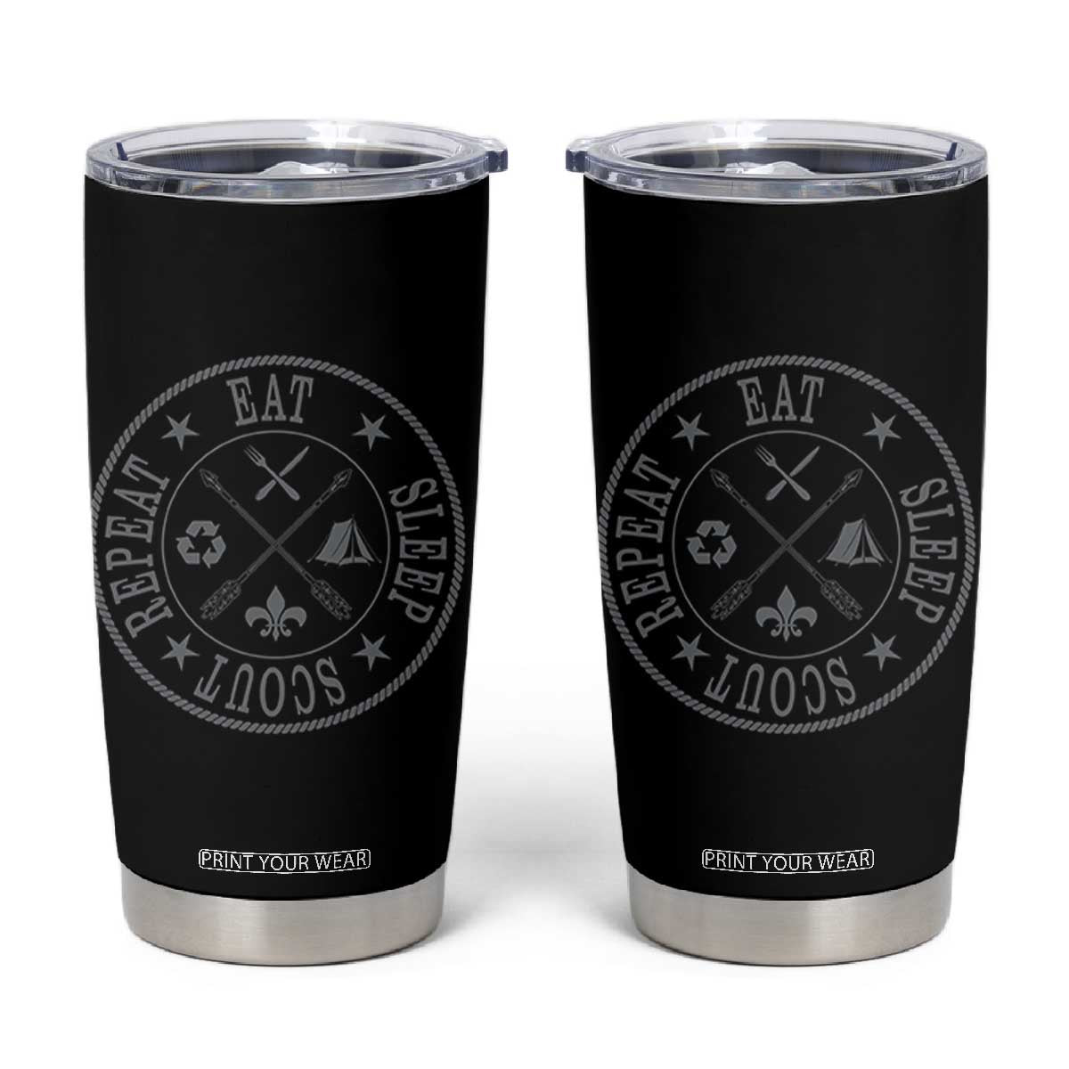 Funny Eat Sleep Scout Repeat Tumbler Cup Scouting Outdoor Camping Nature TS11 Black Print Your Wear