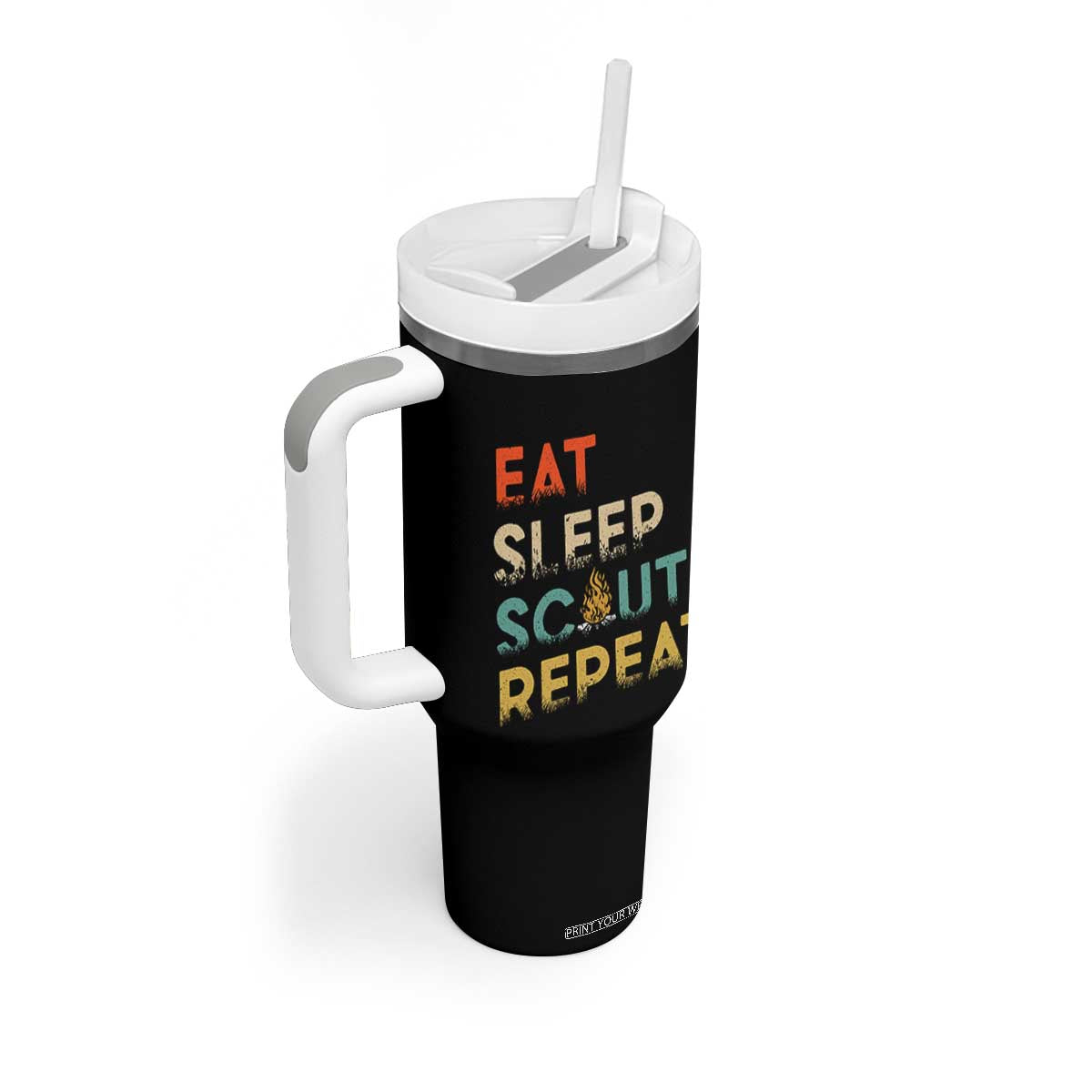 Funny Eat Sleep Scout Repeat Tumbler With Handle Scouting Outdoor Camping Nature Campfire TS11 Print Your Wear