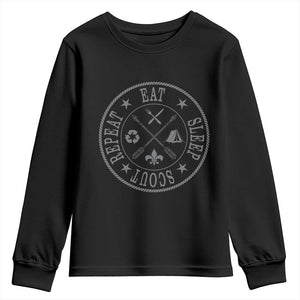 Funny Eat Sleep Scout Repeat Youth Sweatshirt Scouting Outdoor Camping Nature TS11 Black Print Your Wear