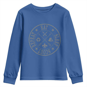 Funny Eat Sleep Scout Repeat Youth Sweatshirt Scouting Outdoor Camping Nature TS11 Royal Blue Print Your Wear