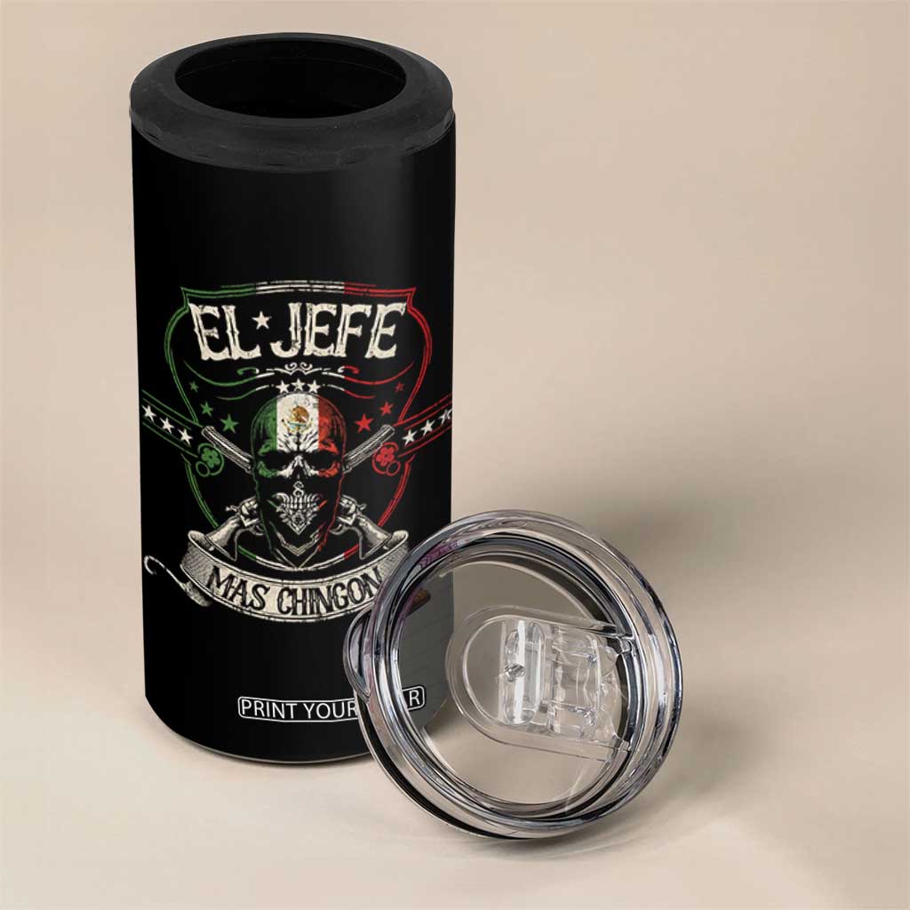 Funny El Jefe Mas Chingon 4 in 1 Can Cooler Tumbler Mexican Boss TS11 Print Your Wear